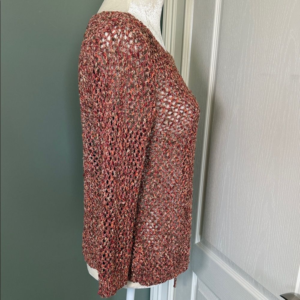 Ruby Rd. Red Multi Color Open Knit Top with Draws… - image 7